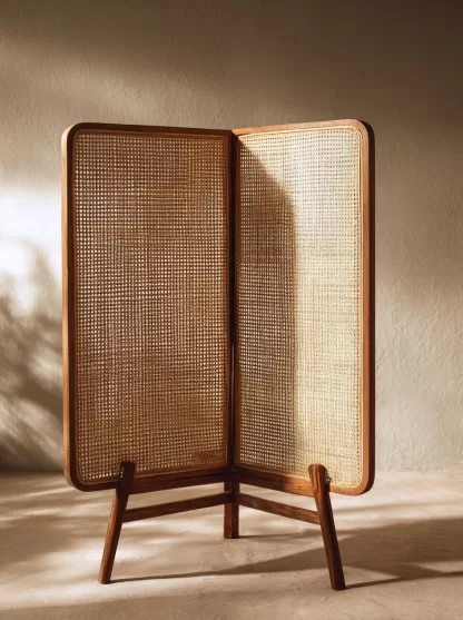 New Chinese-style creative solid wood rattan woven screen for living room, tea room, study, high-end design sense screen for bedroom and entrance hall - Image 3