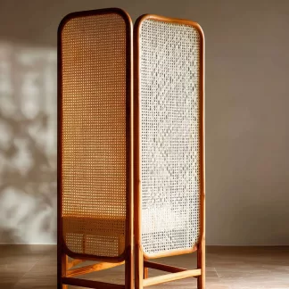 New Chinese-style creative solid wood rattan woven screen for living room, tea room, study, high-end design sense screen for bedroom and entrance hall