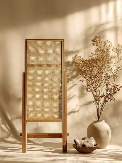 New Chinese-style creative solid wood rattan woven screen for living room, tea room, study, high-end design sense screen for bedroom and entrance hall - Image 6