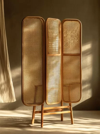 New Chinese-style creative solid wood rattan woven screen for living room, tea room, study, high-end design sense screen for bedroom and entrance hall - Image 8