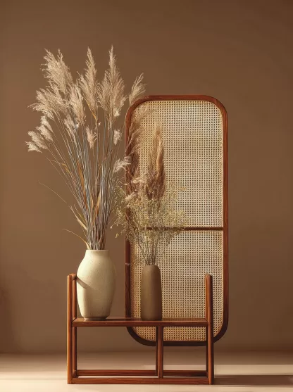 New Chinese-style creative solid wood rattan woven screen for living room, tea room, study, high-end design sense screen for bedroom and entrance hall - Image 9