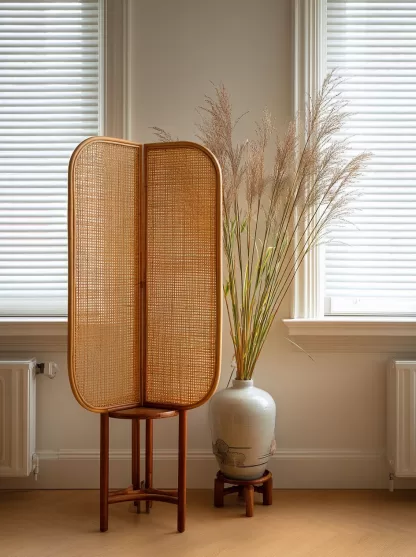 New Chinese-style creative solid wood rattan woven screen for living room, tea room, study, high-end design sense screen for bedroom and entrance hall - Image 7