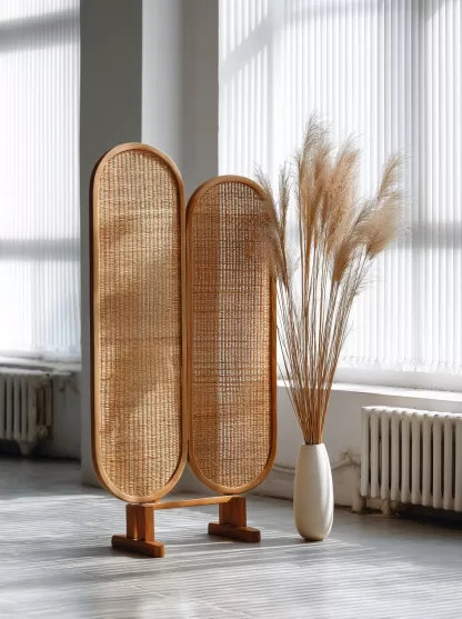 New Chinese-style creative solid wood rattan woven screen for living room, tea room, study, high-end design sense screen for bedroom and entrance hall - Image 8