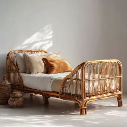 Hotel and homestay natural rattan bed, three-person and two-person real rattan sofa bed, waterproof and sun-proof leisure sofa bed combination - Image 3