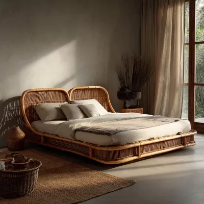 New Chinese-style homestay hotel, outdoor leisure, rattan sofa bed, double simple villa, simple style - Image 2