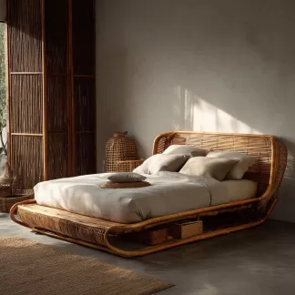 New Chinese-style homestay hotel, outdoor leisure, rattan sofa bed, double simple villa, simple style