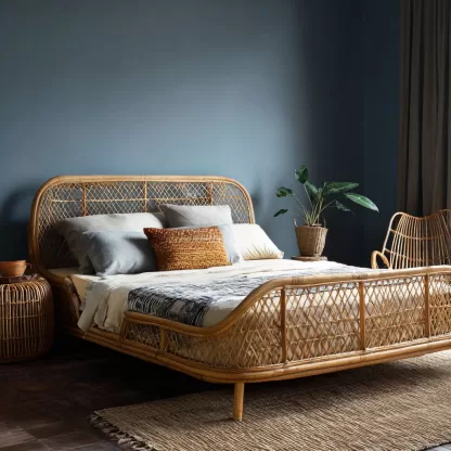 Wabi-sabi style retractable Japanese foldable leisure chair, living room complete set of furniture, rattan double bed, leisure sofa bed - Image 4