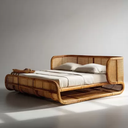 New Chinese-style homestay hotel, outdoor leisure, rattan sofa bed, double simple villa, simple style - Image 7