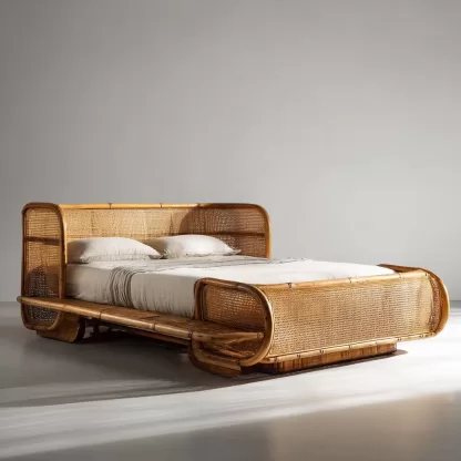 New Chinese-style homestay hotel, outdoor leisure, rattan sofa bed, double simple villa, simple style - Image 8