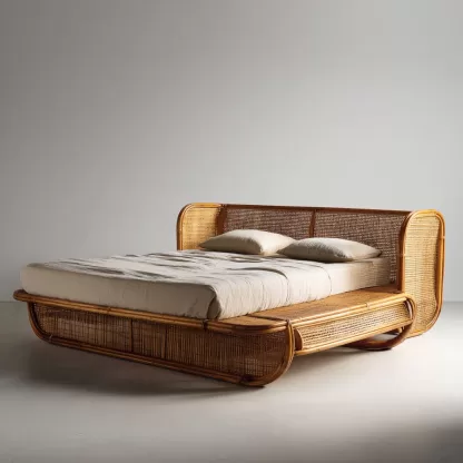 New Chinese-style homestay hotel, outdoor leisure, rattan sofa bed, double simple villa, simple style - Image 9