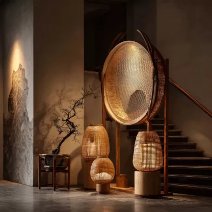 New Chinese-style creative solid wood floor lamps for living room, tea room, study, high-end design sense floor table lamps for bedroom and entrance hall - Image 9