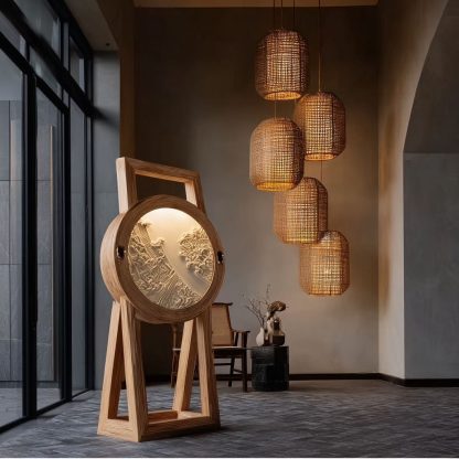 Wicker lampshade for home living room, bedroom, bedside lampshade, wicker lampshade, new Chinese-style balcony fabric bedroom lighting fixtures - Image 3