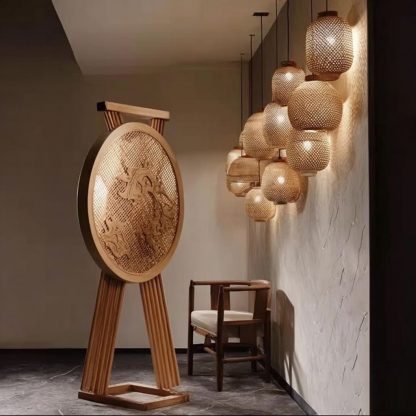Japanese-style traditional Chinese style chandeliers, classical bamboo weaving living room and retro dining room atmosphere decorative lights have been installed - Image 8