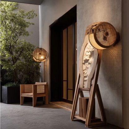 New Chinese-style table lamp, bedroom bedside table, retro Chinese style study, tea room, painted mother and child folding fan, ambient light - Image 7
