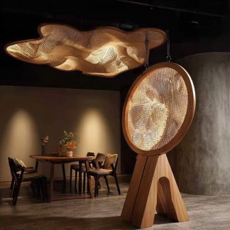 New Chinese-style rattan chandelier, Zen tea room, restaurant bar table lamp, retro homestay, hotel private room lighting fixtures