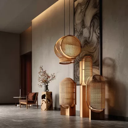 New Chinese-style creative solid wood floor lamp, high-end design sense floor table lamp for living room, tea room and study, standing table lamp - Image 3