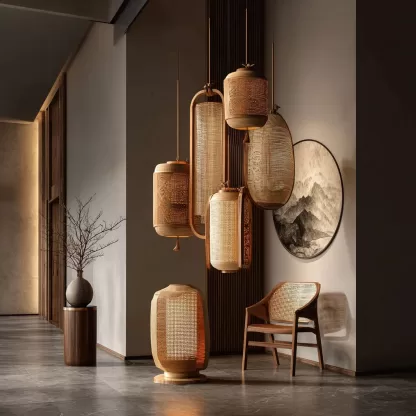 New Chinese-style creative solid wood floor lamp, high-end design sense floor table lamp for living room, tea room and study, standing table lamp - Image 2
