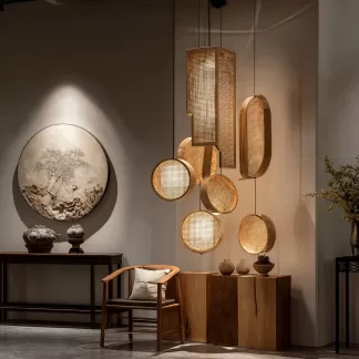 New Chinese-style creative solid wood floor lamp, high-end design sense floor table lamp for living room, tea room and study, standing table lamp