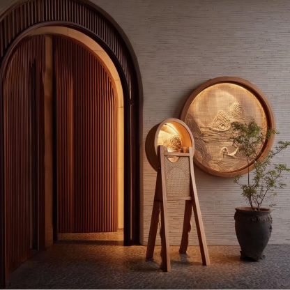 Wicker lampshade for home living room, bedroom, bedside lampshade, wicker lampshade, new Chinese-style balcony fabric bedroom lighting fixtures - Image 8