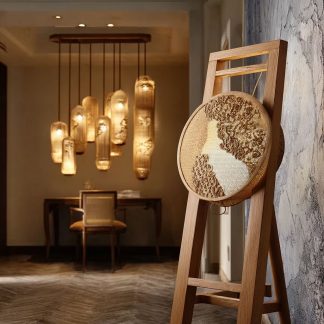 Wicker lampshade for home living room, bedroom, bedside lampshade, wicker lampshade, new Chinese-style balcony fabric bedroom lighting fixtures