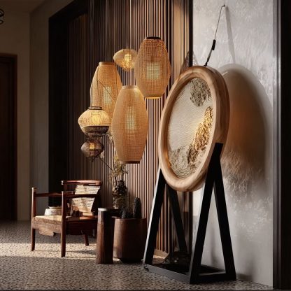 New Chinese-style rattan chandelier, Zen tea room, restaurant bar table lamp, retro homestay, hotel private room lighting fixtures - Image 4