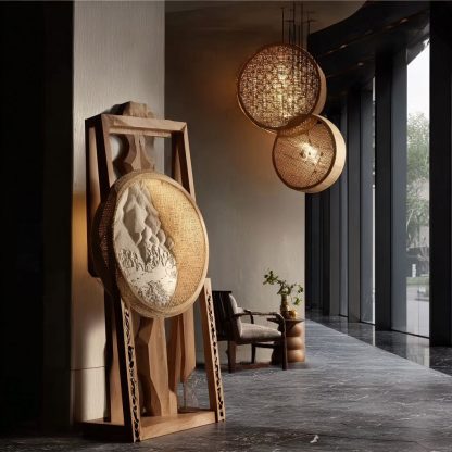 New Chinese-style rattan chandelier, Zen tea room, restaurant bar table lamp, retro homestay, hotel private room lighting fixtures - Image 3