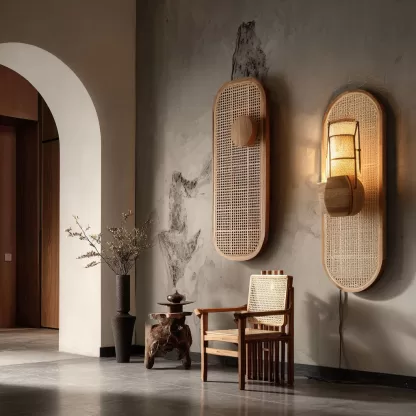 Wabi-sabi style rattan floor lamp, beside the sofa in the living room, bedside lamp in the bedroom, creative and personalized artistic atmosphere lamp - Image 7