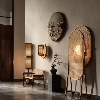 Wabi-sabi style rattan floor lamp, beside the sofa in the living room, bedside lamp in the bedroom, creative and personalized artistic atmosphere lamp - Image 8