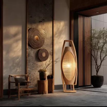New Chinese-style creative solid wood floor lamps for living rooms, tea rooms, studies, high-end design sense floor lamps for foyers and halls - Image 4