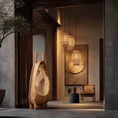 New Chinese-style creative solid wood floor lamps for living rooms, tea rooms, studies, high-end design sense floor lamps for foyers and halls - Image 5