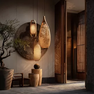 New Chinese-style creative solid wood floor lamps for living rooms, tea rooms, studies, high-end design sense floor lamps for foyers and halls
