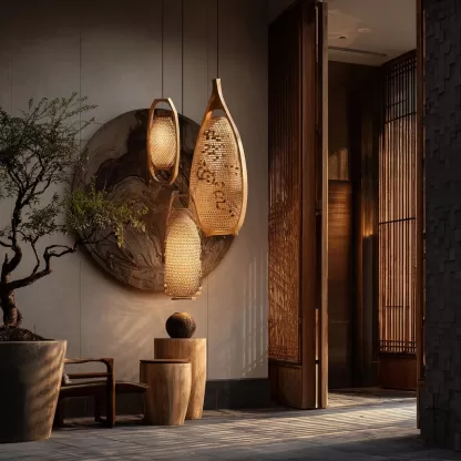 New Chinese-style creative solid wood floor lamps for living rooms, tea rooms, studies, high-end design sense floor lamps for foyers and halls