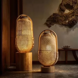Retro handcrafted bamboo lantern chandeliers are suitable for corridor decoration in restaurants, hot pot restaurants, hotels and inns