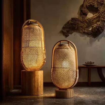 Retro handcrafted bamboo lantern chandeliers are suitable for corridor decoration in restaurants, hot pot restaurants, hotels and inns