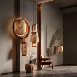 New Chinese-style creative solid wood floor lamp, high-end design floor table lamp for living room, tea room and study