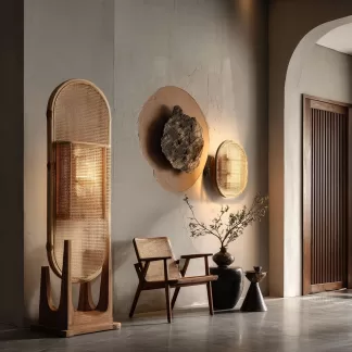 New Chinese-style creative solid wood floor lamps for living room, tea room, study, high-end design sense floor table lamps for bedroom and entrance hall