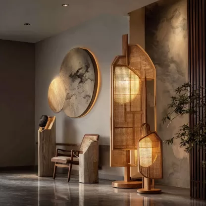 The designer's new Chinese-style creative solid wood wall lamps are designed for the living room, tea room, study, bedroom and entrance hall with a high-end design sense - Image 9