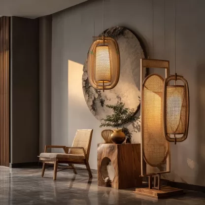 The designer's new Chinese-style creative solid wood wall lamps are designed for the living room, tea room, study, bedroom and entrance hall with a high-end design sense - Image 8
