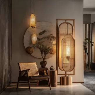 The designer's new Chinese-style creative solid wood wall lamps are designed for the living room, tea room, study, bedroom and entrance hall with a high-end design sense