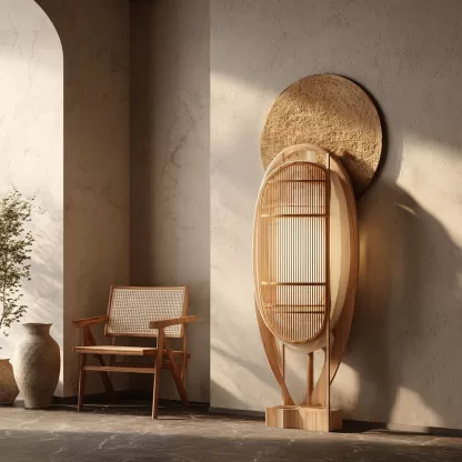 Wabi-sabi style rattan floor lamp, beside the sofa in the living room, bedside lamp in the bedroom, creative and personalized artistic atmosphere lamp - Image 3