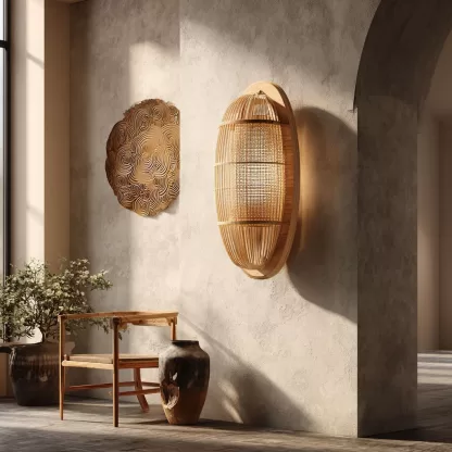 Wabi-sabi style rattan floor lamp, beside the sofa in the living room, bedside lamp in the bedroom, creative and personalized artistic atmosphere lamp - Image 4
