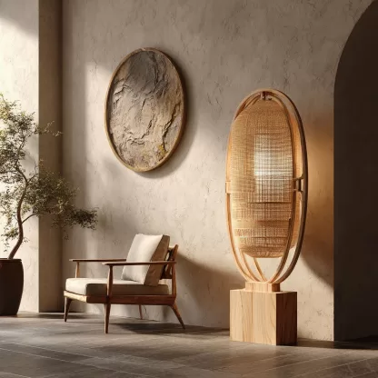 Wabi-sabi style rattan floor lamp, beside the sofa in the living room, bedside lamp in the bedroom, creative and personalized artistic atmosphere lamp - Image 5