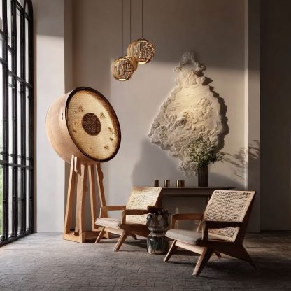 Xinzhong solid wood partition screen, gauze painting, custom partition lighting fixtures, storage racks, log style entrance screen lighting fixtures - Image 8