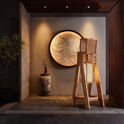 New Chinese-style table lamp, bedroom bedside table, retro Chinese style study, tea room, painted mother and child folding fan, ambient light - Image 3