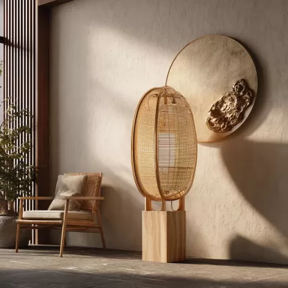 New Chinese-style creative solid wood floor lamp, high-end design floor table lamp for living room, tea room and study - Image 9
