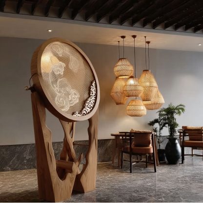 New Chinese-style creative solid wood floor lamp, high-end design sense, modern simple and minimalist atmosphere lamp for living room, tea room and study - Image 8