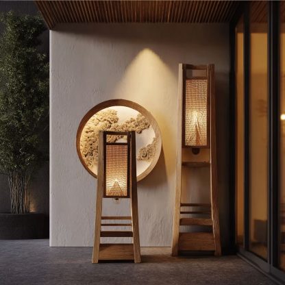 The new Chinese-style creative solid wood floor lamp offers a high-end design sense for the living room, tea room and study - Image 8