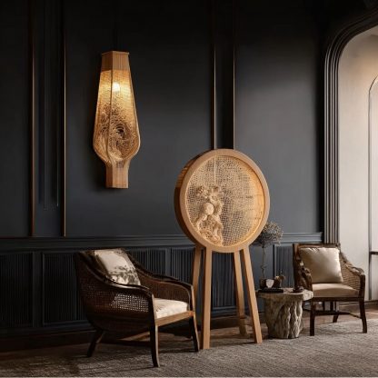 The new Chinese-style creative solid wood floor lamp offers a high-end design sense for the living room, tea room and study - Image 9
