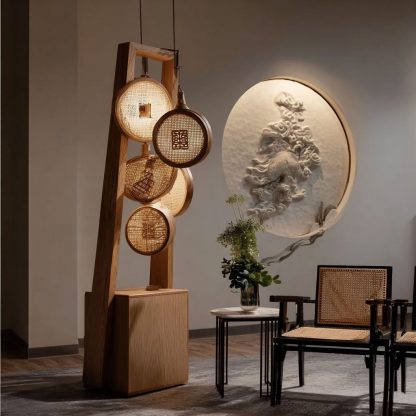 Japanese-style traditional Chinese style chandeliers, classical bamboo weaving living room and retro dining room atmosphere decorative lights have been installed - Image 5