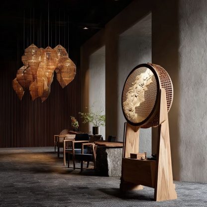 Japanese-style traditional Chinese style chandeliers, classical bamboo weaving living room and retro dining room atmosphere decorative lights have been installed - Image 3